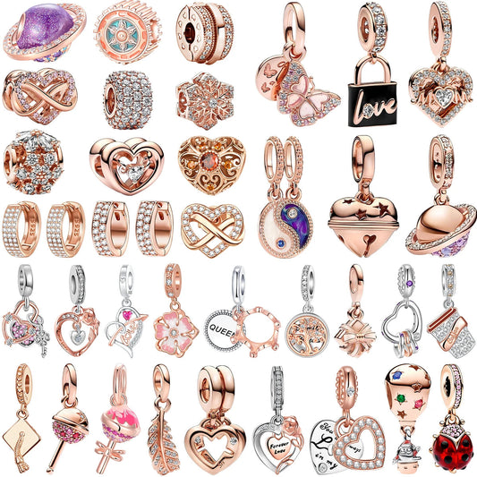 Rose Gold Charms Snowflake, Heart, Fish Pendants Pure Ember