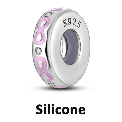 925 Sterling Silver Silicone Spacer Stopper Clip Charms Chamilia Beads Pure Ember