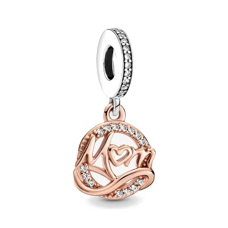 Rose Gold Series Heart-Shaped Bead Pendant Flower Charms Pure Ember