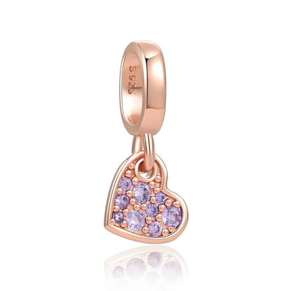 Rose Gold Series Heart-Shaped Bead Pendant Flower Charms Pure Ember