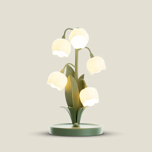 Decorative table lamp with a floral design on a beige background