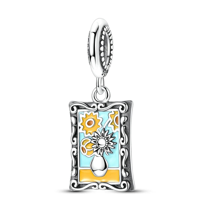 925 Sterling Silver Dollar Panda Mushroom Pendant Charms Pure Ember