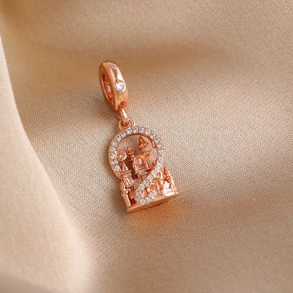 Exquisite rose gold-plated pink star moon peace heart-shaped pendants 925 silver Pure Ember