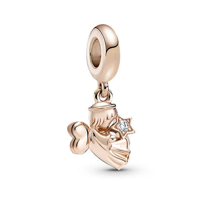 Rose Gold Series Heart-Shaped Bead Pendant Flower Charms Pure Ember