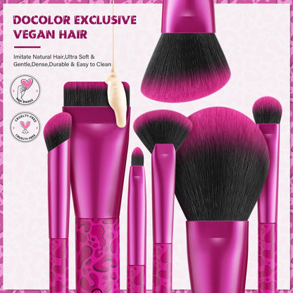 Docolor 12pcs Leopard Pink Face Makeup Brush Eyeshadow Utral Thin Foundation Brush Blush Powder Concealer Eyeliner Makeup Brush Pure Ember