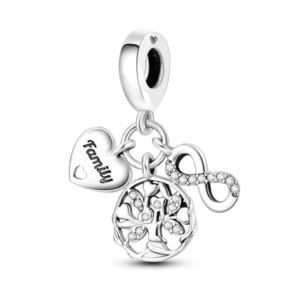 925 Sterling Silver Charms Beads Butterfly Clover Pendant