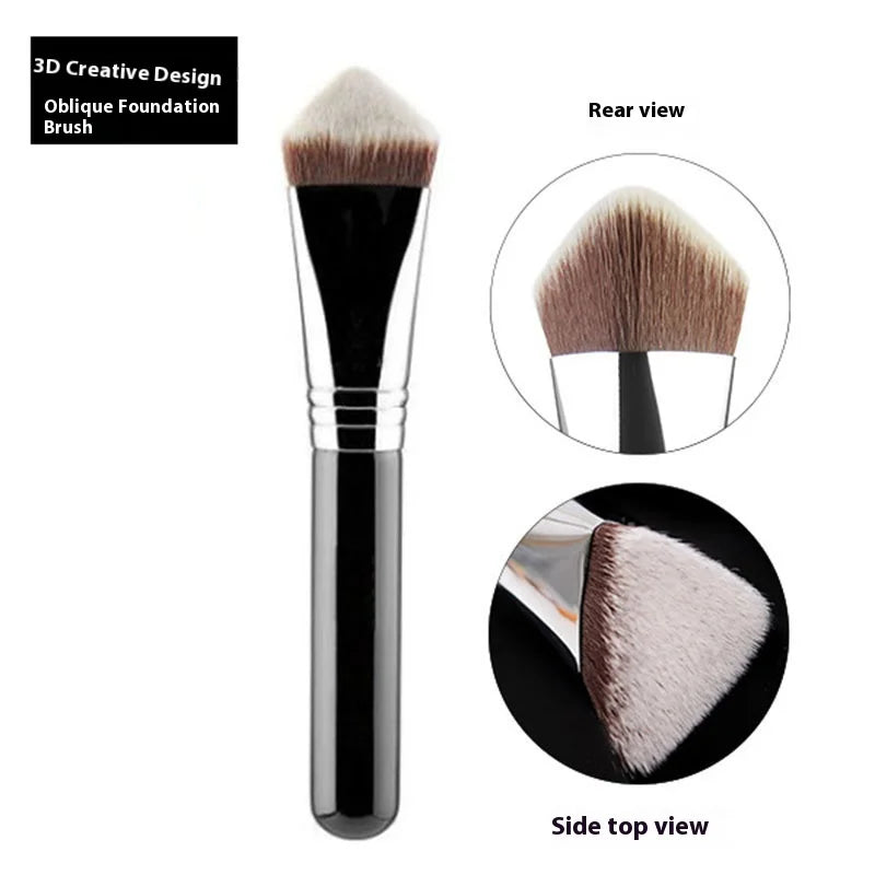 Large Angled Kabuki Foundation Brush Triangle Vegan Makeup Tool For Powder Foundation Concealer Blending And Coverage Pure Ember