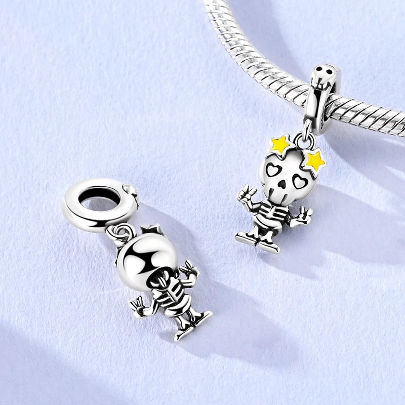 Charms 925 Sterling Silver Luminous Skull Bead Pendant Jewelry Fit Original 925 Bracelet For Women DIY Party Gifts Pure Ember