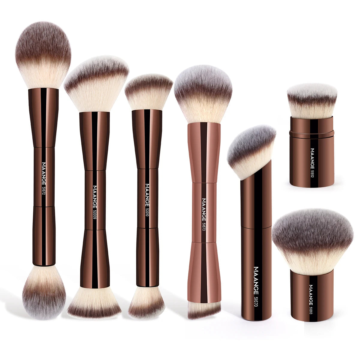 MAANGE Makeup Brushes Double Head Foundation Powder Concealer Blusher Bronzer Makeup Brush Soft Fiber Hair Cosmetic Beauty Tools Pure Ember