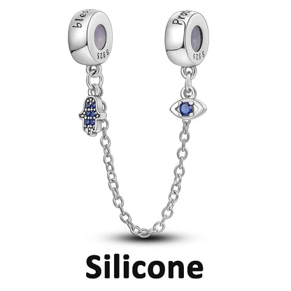 925 Sterling Silver Silicone Spacer Stopper Clip Charms Chamilia Beads Pure Ember