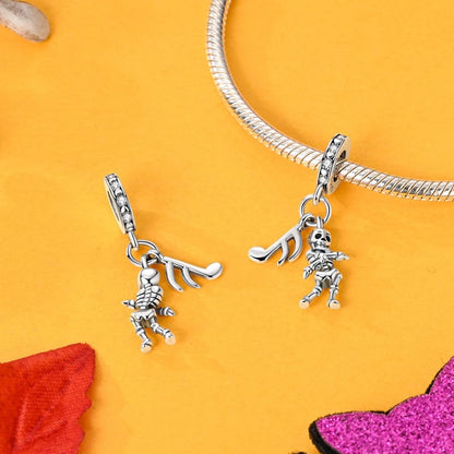 Charms 925 Sterling Silver Luminous Skull Bead Pendant Jewelry Fit Original 925 Bracelet For Women DIY Party Gifts Pure Ember