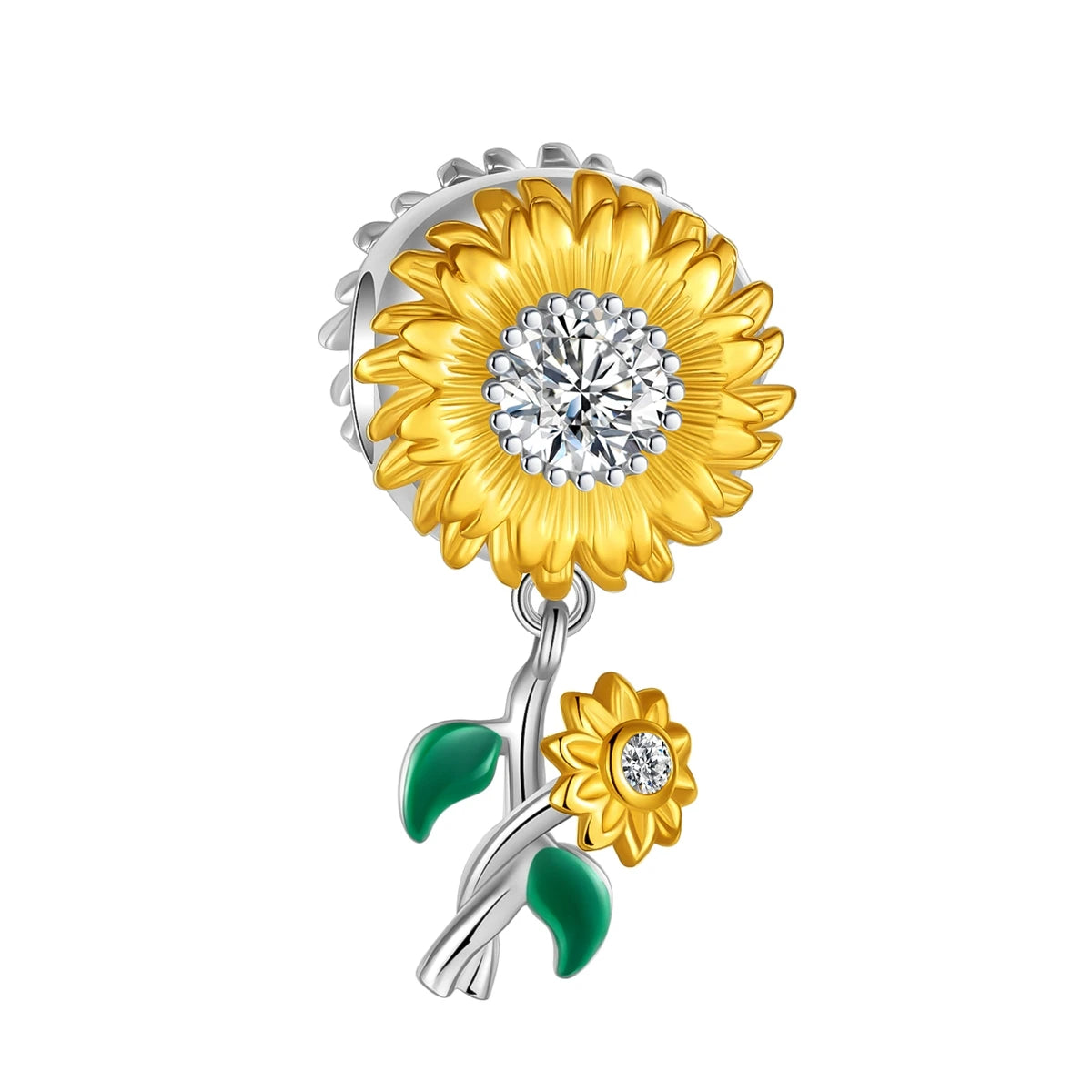 925 Sterling Silver Golden Sunflowers Heart Charms Pure Ember pandora style 