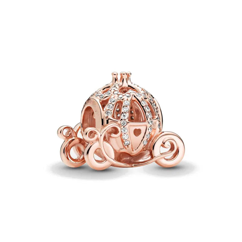 Rose Gold Series Heart-Shaped Bead Pendant Flower Charms Pure Ember