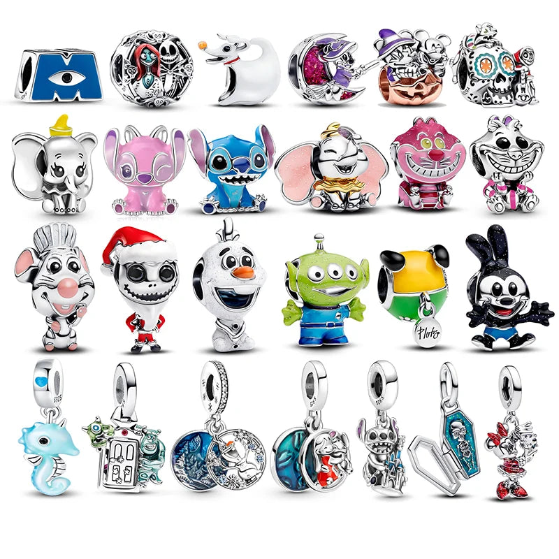 Collection of colorful charms on a white background pandora style