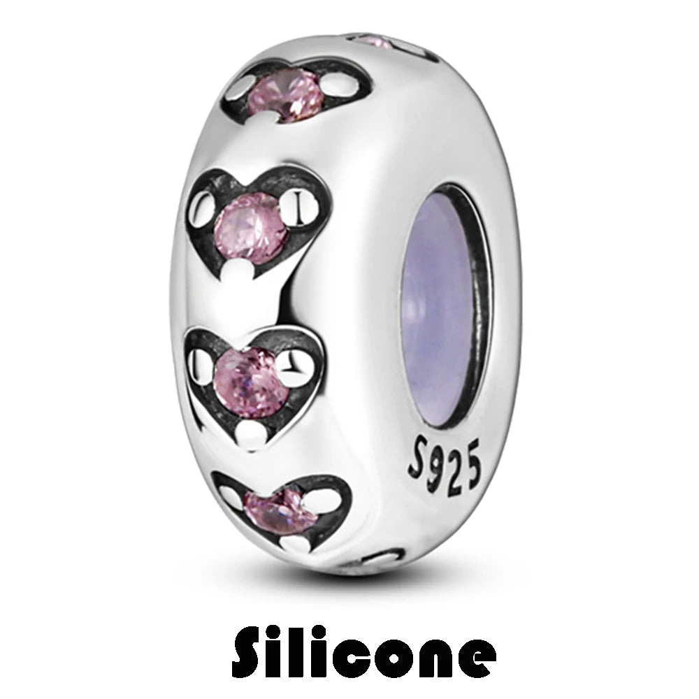 925 Sterling Silver Silicone Spacer Stopper Clip Charms Chamilia Beads Pure Ember