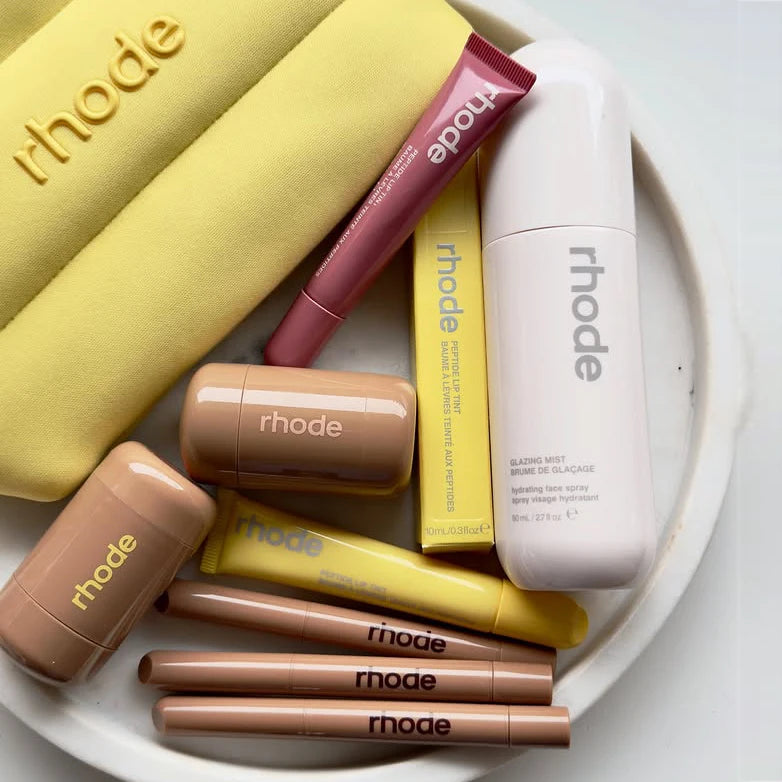 RHODE Makeup Toiletry Bag Lip Gloss and Blusher Lip Oil Balm Blush Milk Essence Water Facial Cleanser Pure Ember