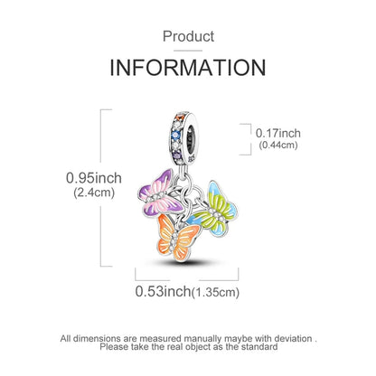 925 Sterling Silver Charms Bead Luminous Butterfly Dangle Fit Pure Ember