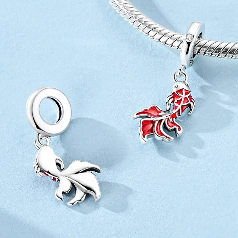 New IN 925 Sterling Silver Cherry Koi Tulip Dragon Charms Beads Jewellery Fit Original 925 Bracelet Pure Ember