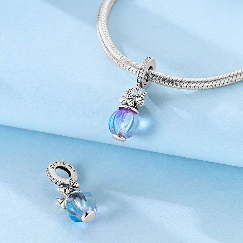 925 Sterling Silver Charms Bead Luminous Butterfly Dangle Fit Pure Ember
