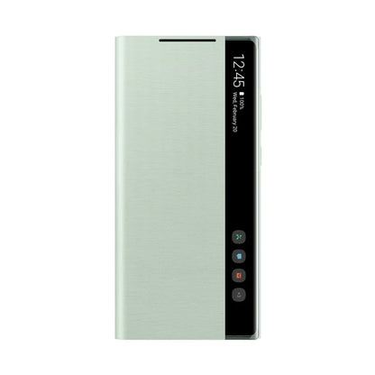 Smart phone case with display and control buttons on a white background