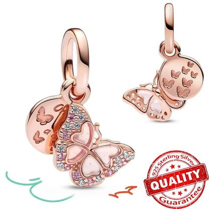 Rose Gold Charms Snowflake, Heart, Fish Pendants Pure Ember