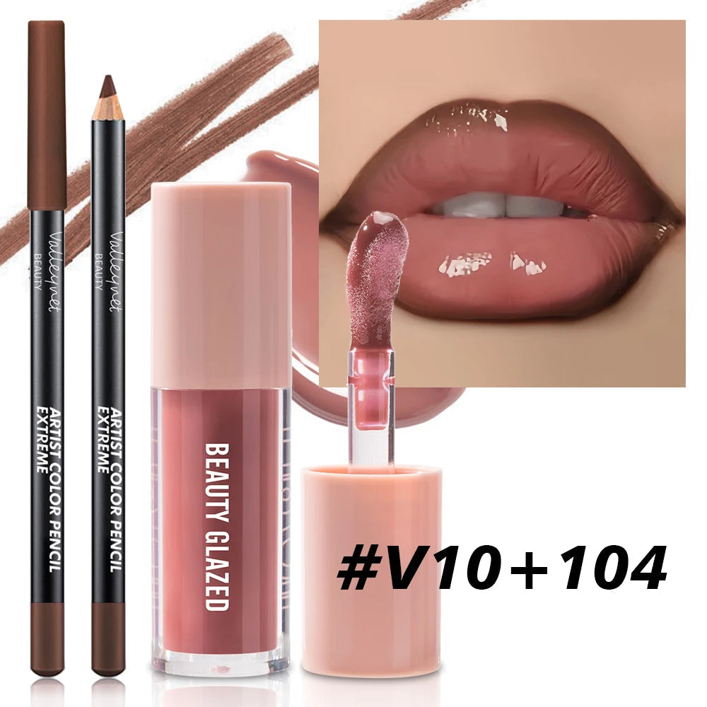 2pcs/Set Velvet Texture Lip Liner & Lip Gloss Pure Ember