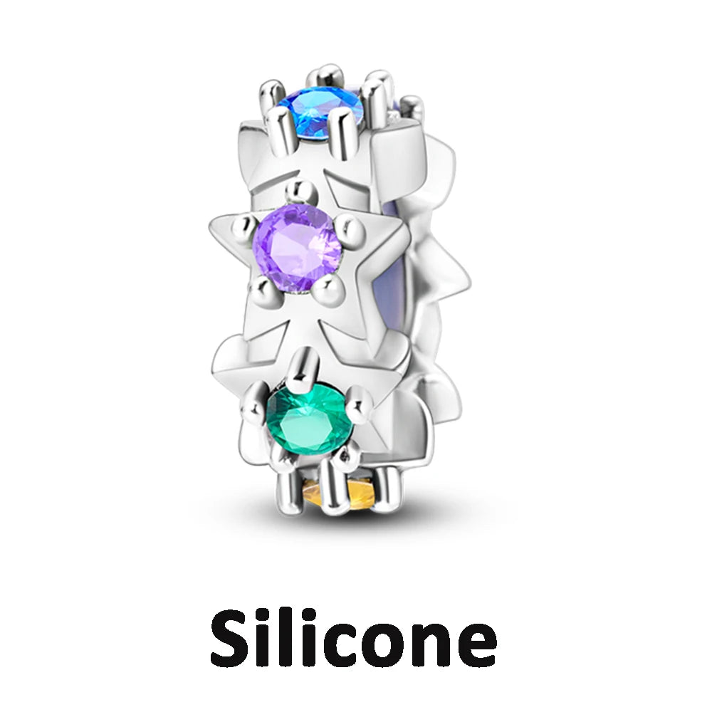925 Sterling Silver Silicone Spacer Stopper Clip Charms Chamilia Beads Pure Ember