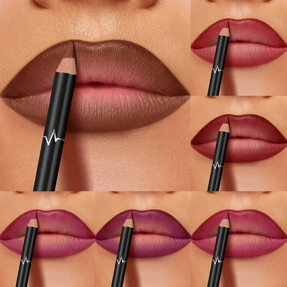 6-Colors Waterproof Matte Lip Liner - Long-Lasting, Non-Transfer Formula, Matte Finish, 6 Versatile Shades Pure Ember