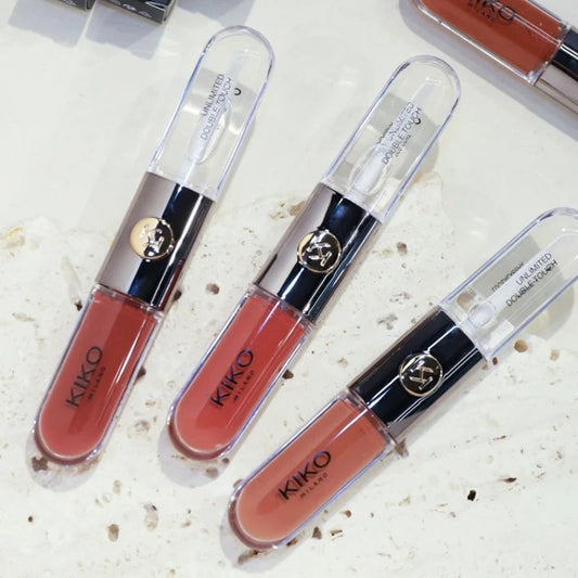 Hot Kiko Double-Headed Lipstick, Lip Gloss Non-Fading Oil Sexy Rich Lip Gloss Milk Tea Bean Paste Naked Makeup Pure Ember