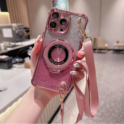 Shockproof Glitter Lanyard Case For iPhone