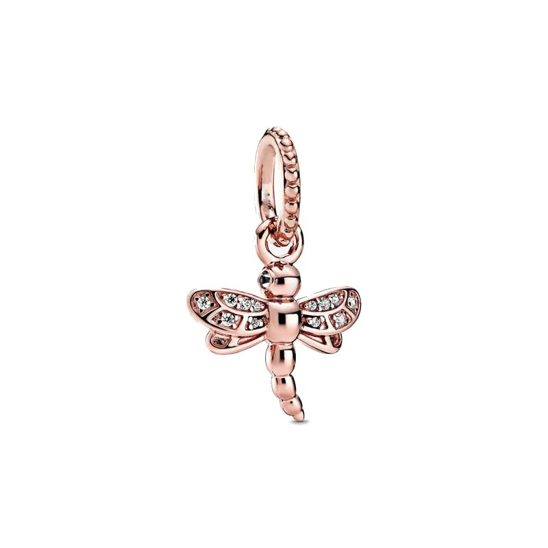 Rose Gold Series Heart-Shaped Bead Pendant Flower Charms Pure Ember