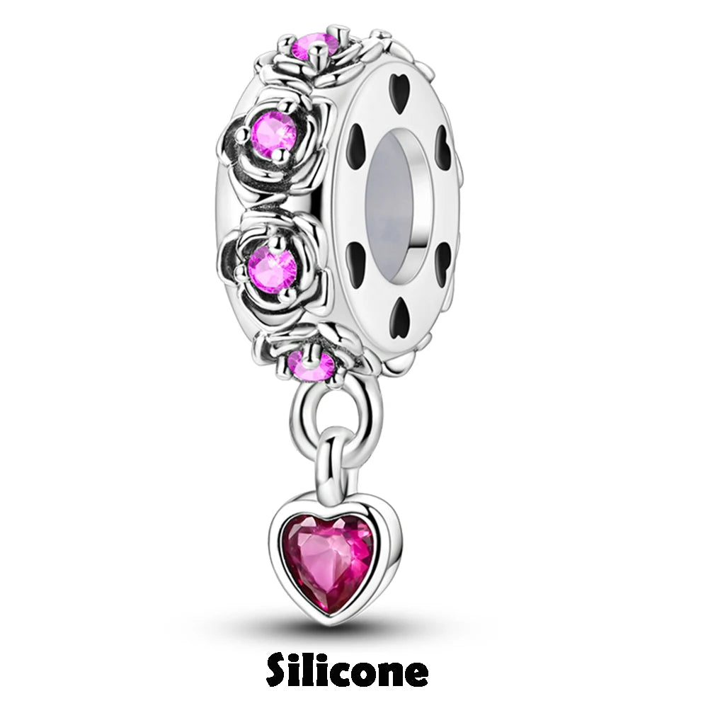 925 Sterling Silver Silicone Spacer Stopper Clip Charms Chamilia Beads Pure Ember