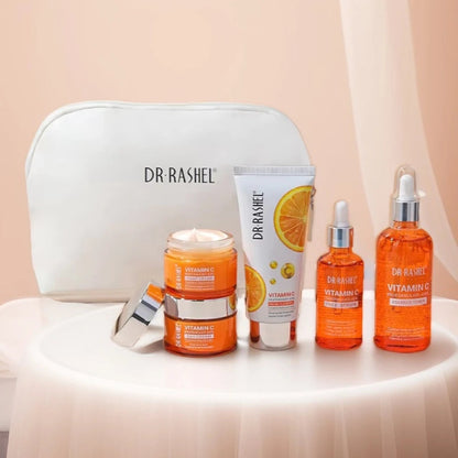 DRRASHEL Vitamin C 5-Piece Makeup Bag Skincare Set Pure Ember