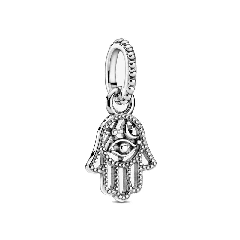 Egyptian charm bead Stirling silver pandora dupe gifts for her hamsa hand