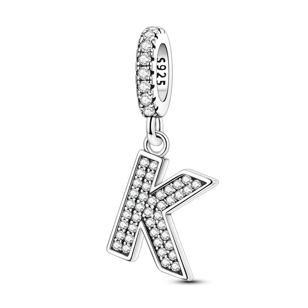 New In Charms 925 Sterling Silver Pendant Letter K pandora style 