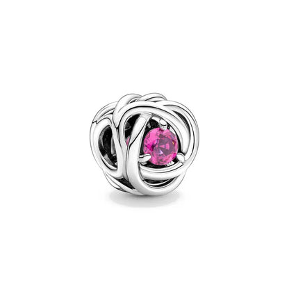 NEW 925 Sterling Silver Birth Stone Charm Beads Fit Original Bracelet Necklace Pure Ember