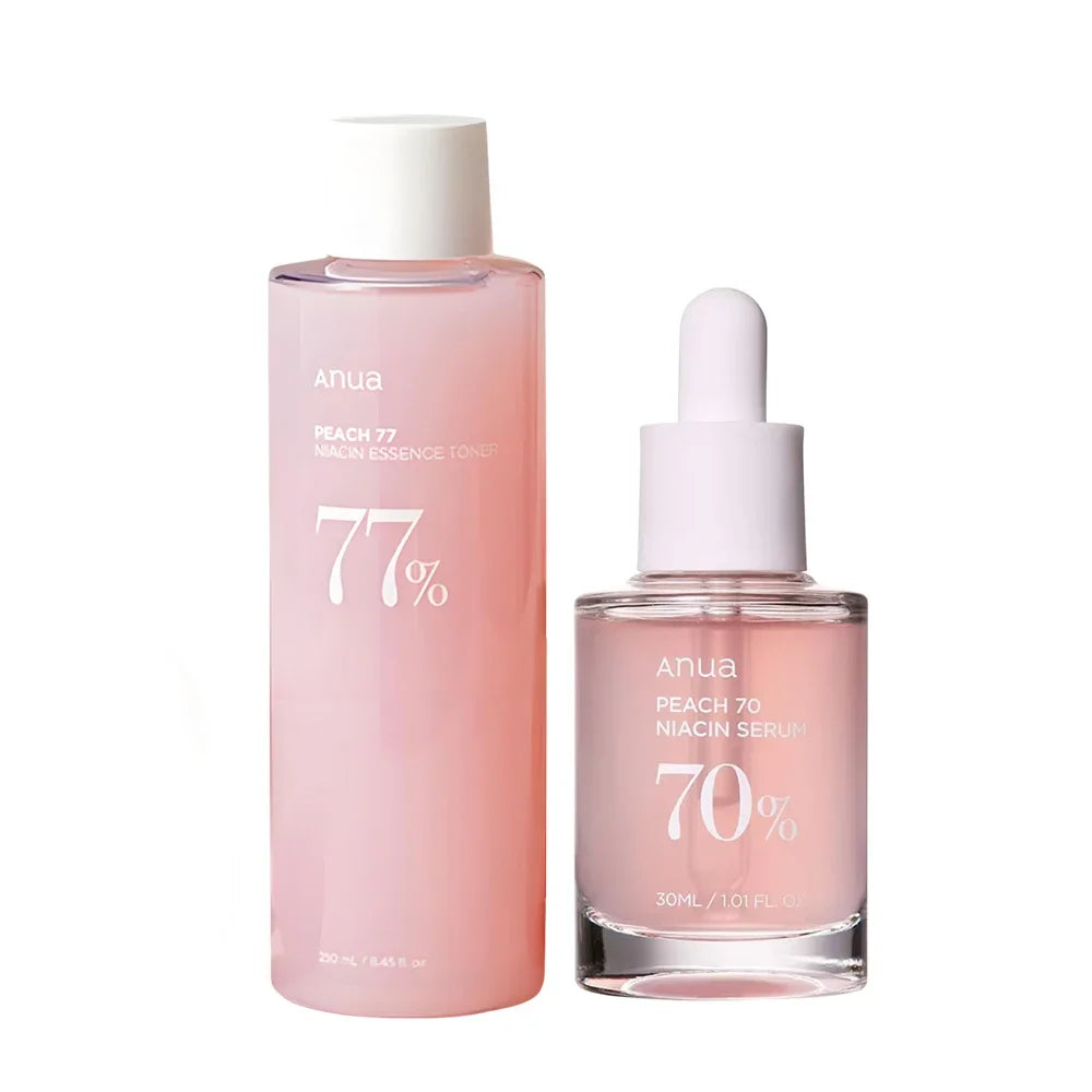 Anua Peach 77 Niacinamide Toner + 70 Serum Set, 7% Brightening & Oil Control, for Sensitive Skin,Korean Skincare Pure Ember