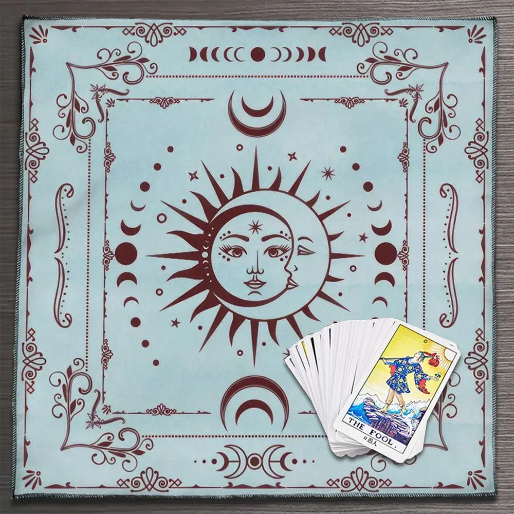 Altar Cloth Sun Moon Tarot Card Tablecloth For Spread Tarot Reading Cloth Witch Moon Phase Spiritual Oracle Card Pad Boho Decor Pure Ember
