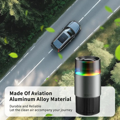 Car Air Purifier with Negative Ions Purifying, LED RGB Light, Vehicle Air Freshener for Oddor PM2.5, USB Powered Pure Ember