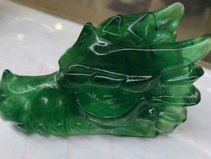 Dragon Head Natural Green fluorite fung shui