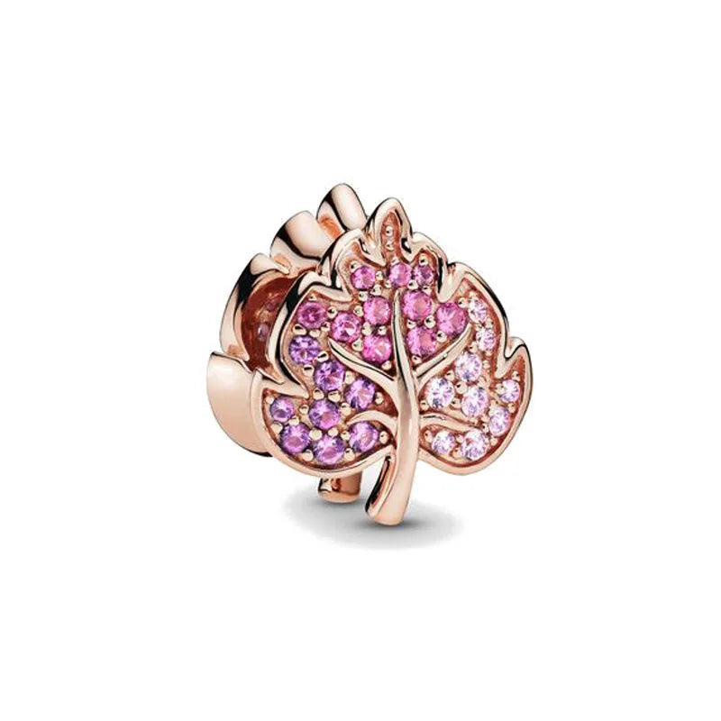 New Original 925 Silver Plated Rosegold Heart, Bird, Butterfly Beads Flower Charms Pure Ember