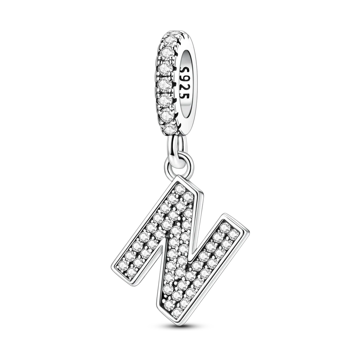 New In Charms 925 Sterling Silver Pendant Letter N pandora style 