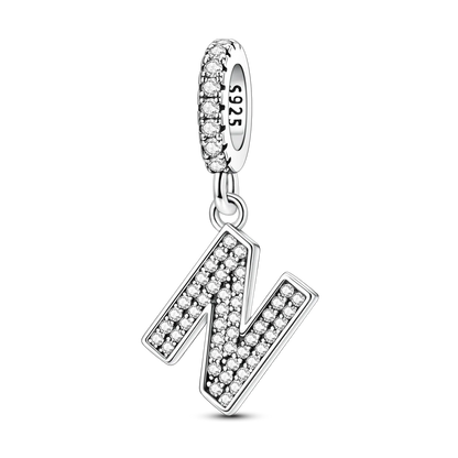 New In Charms 925 Sterling Silver Pendant Letter N pandora style 
