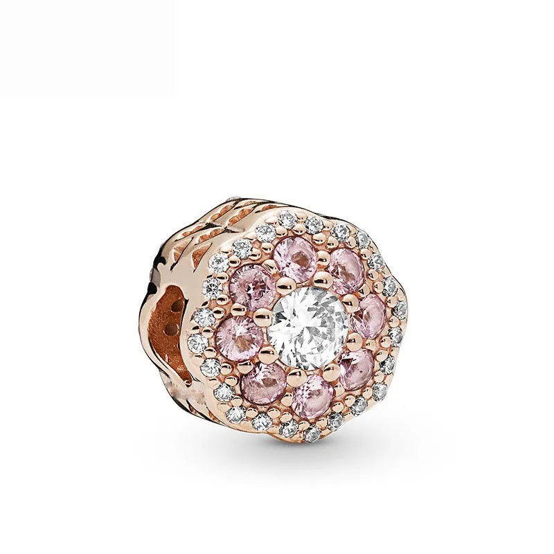 Exquisite rose gold-plated pink star moon peace heart-shaped pendants 925 silver Pure Ember