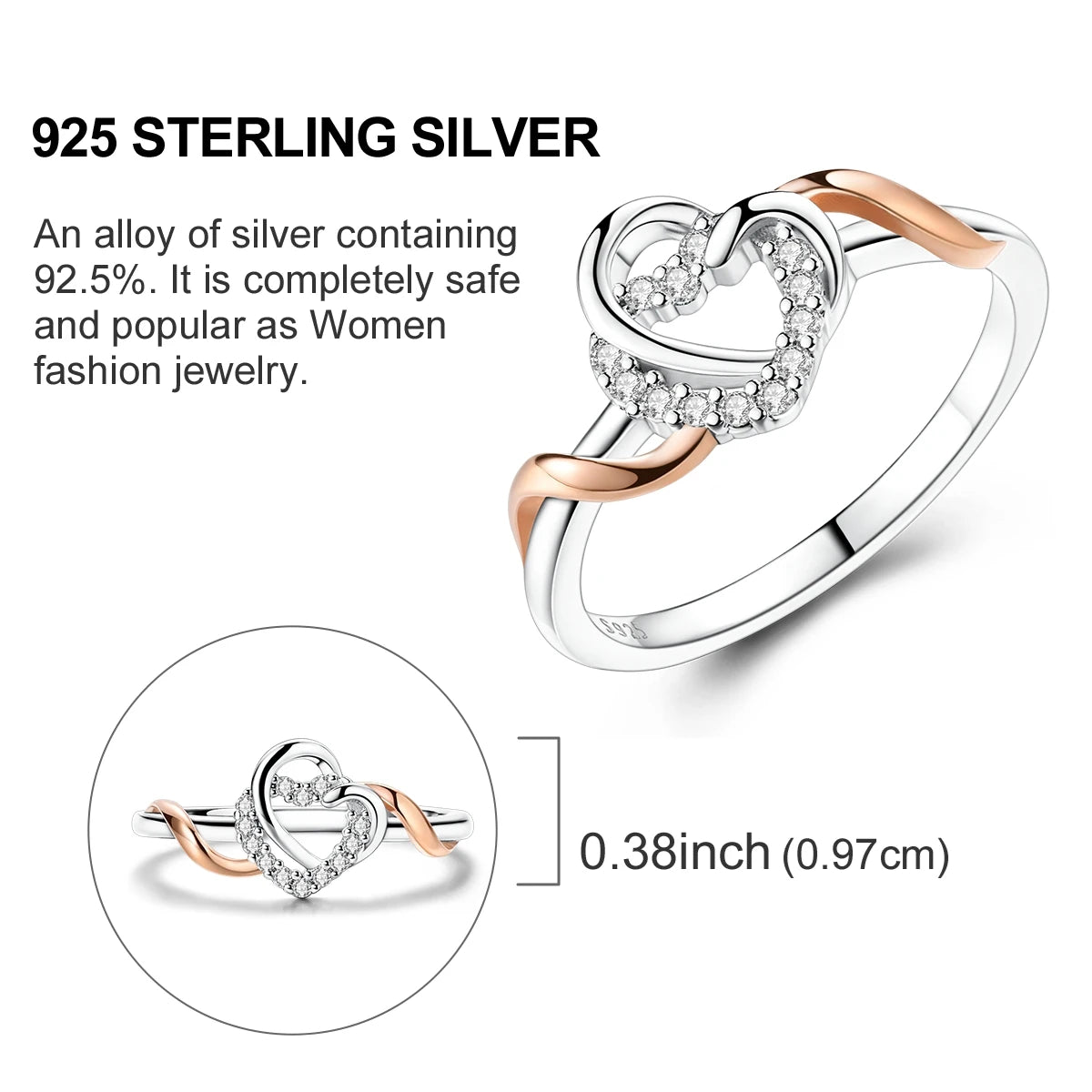 Women's Rings 925 Sterling Silver Luxury Stackable Ring Original Design