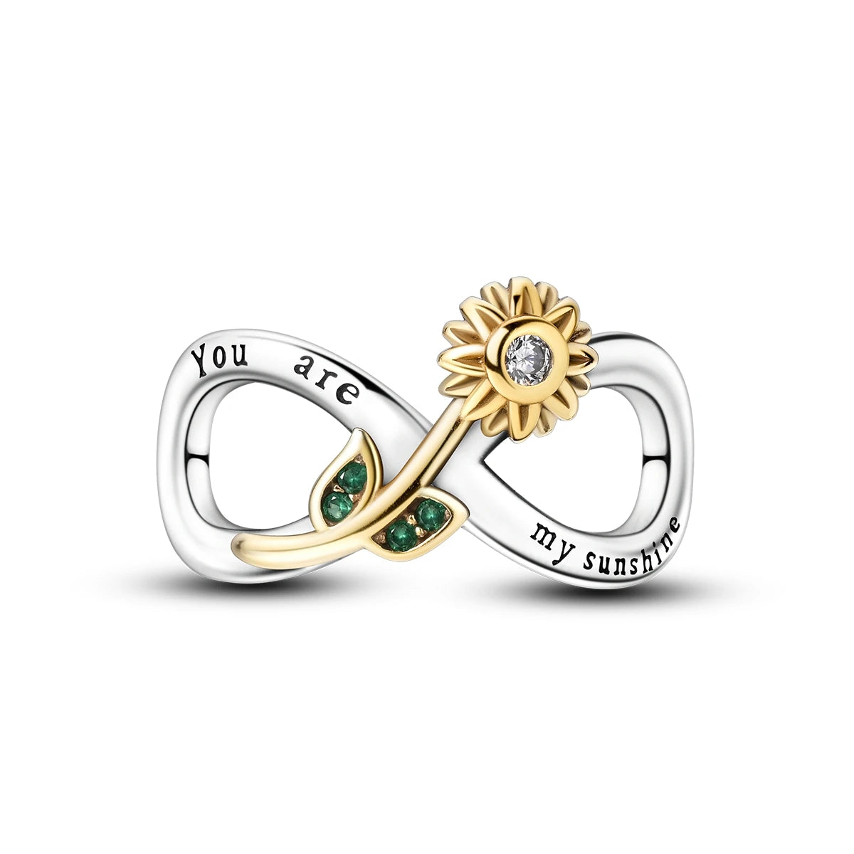 925 Sterling Silver Golden Sunflowers Heart Charms Pure Ember pandora style eternity you are my sunshine 