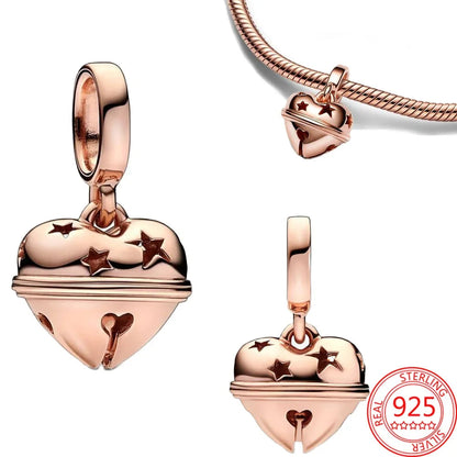 Rose Gold Charms Snowflake, Heart, Fish Pendants Pure Ember