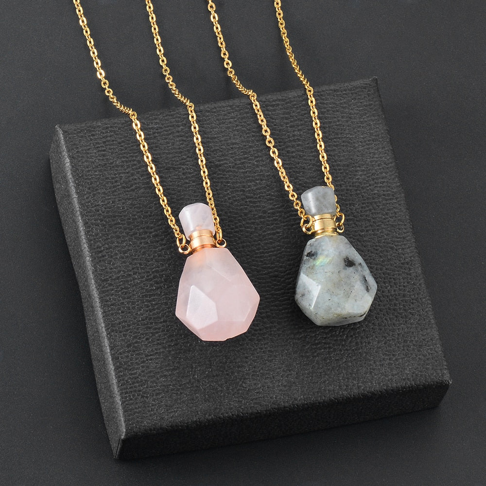 Crystal Natural Stone Ashes Keepsake Pendant Urn Necklaces