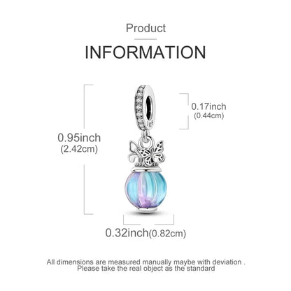 925 Sterling Silver Charms Bead Luminous Butterfly Dangle Fit Pure Ember