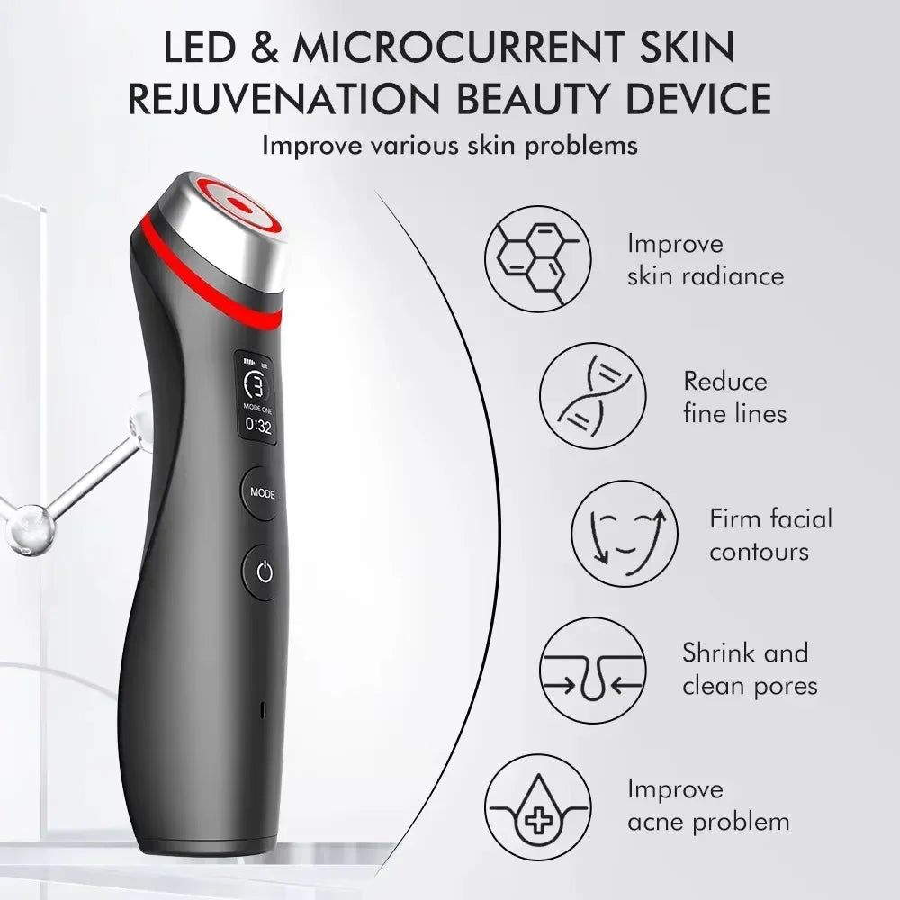 New 6 in 1 Multifunction Ager Booster Pro Skin Therapy Wand Facial Led Lights Beauty Device Pure Ember